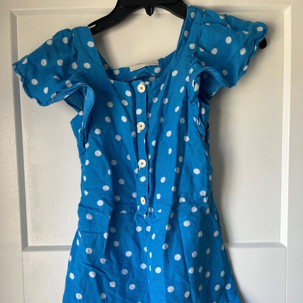 Blue and white polka dot Zara romper